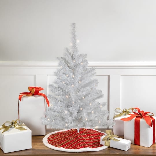 Artificial Christmas Tree 3 ft Green Medium Pine Pre-Lit Tabletop Decor