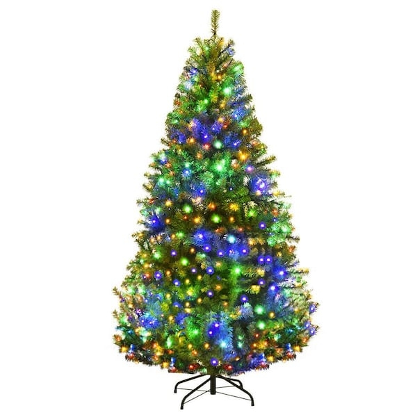 Artificial Christmas Tree 6ft Traditional Green Pre-Lit Color Changing