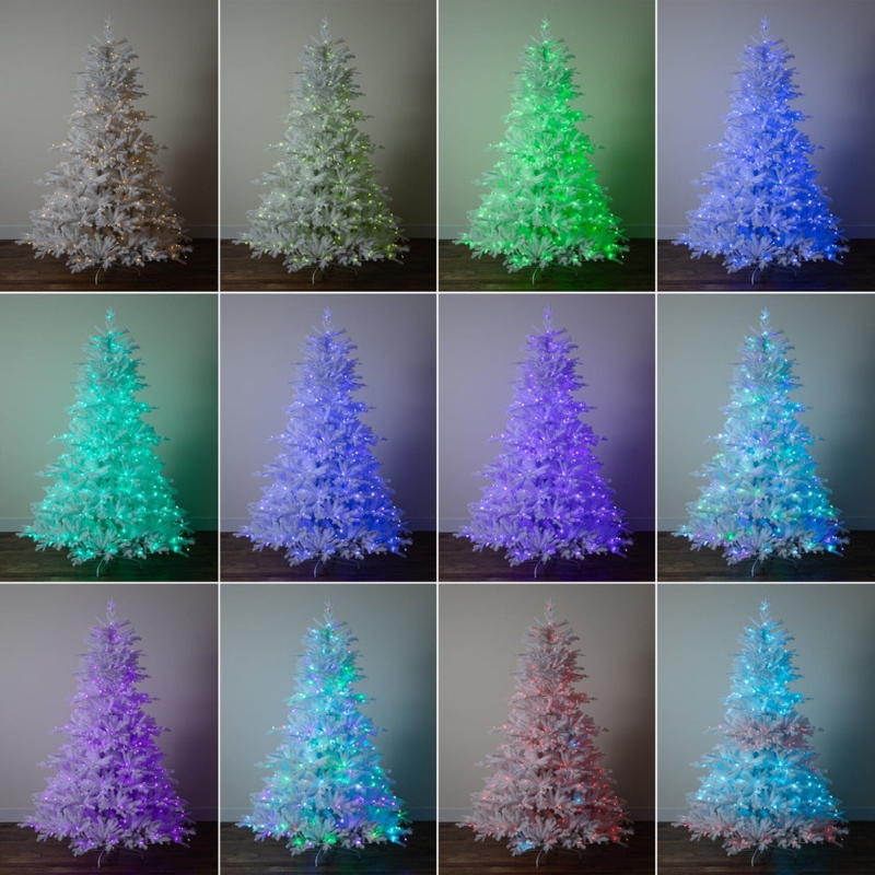 Artificial Christmas Tree 7ft All-White Needles Color Changing LED