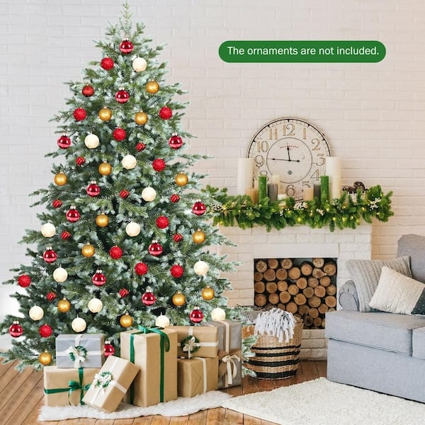 Artificial Christmas Tree, 7ft Unlit Mixed PE/PVC Tips, Modern Minimalist