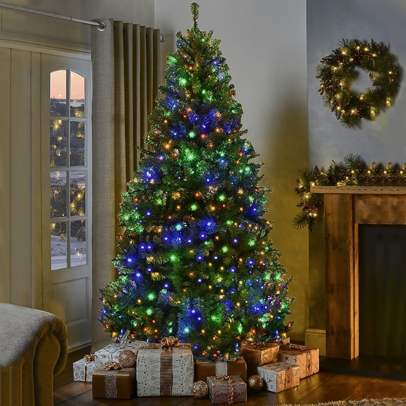 Artificial Christmas Tree 8 Ft Height Multicolor LED Full Profile