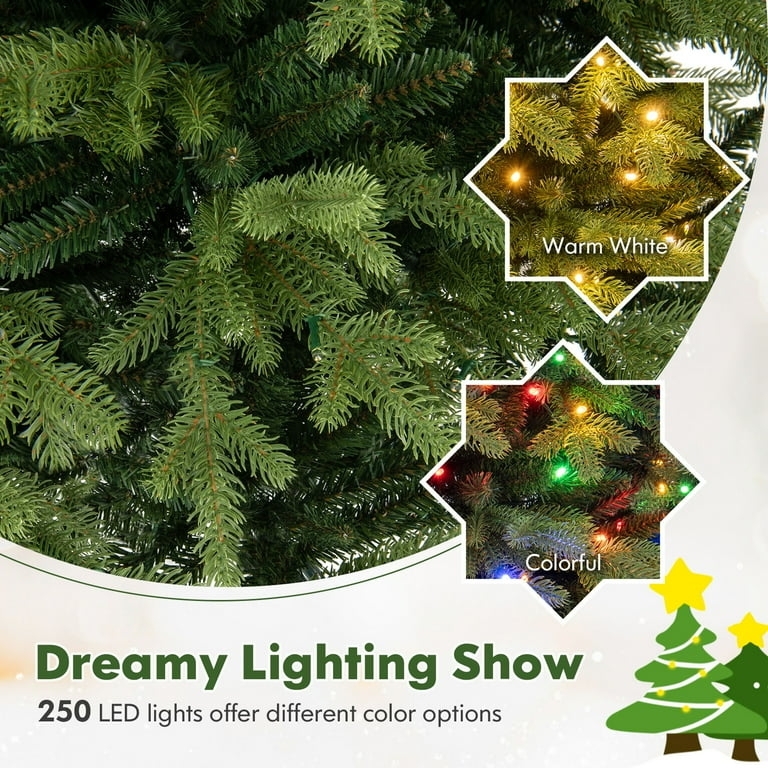 Artificial Christmas Tree 844 Branch Tips Pre-Lit Multi-Color LEDs