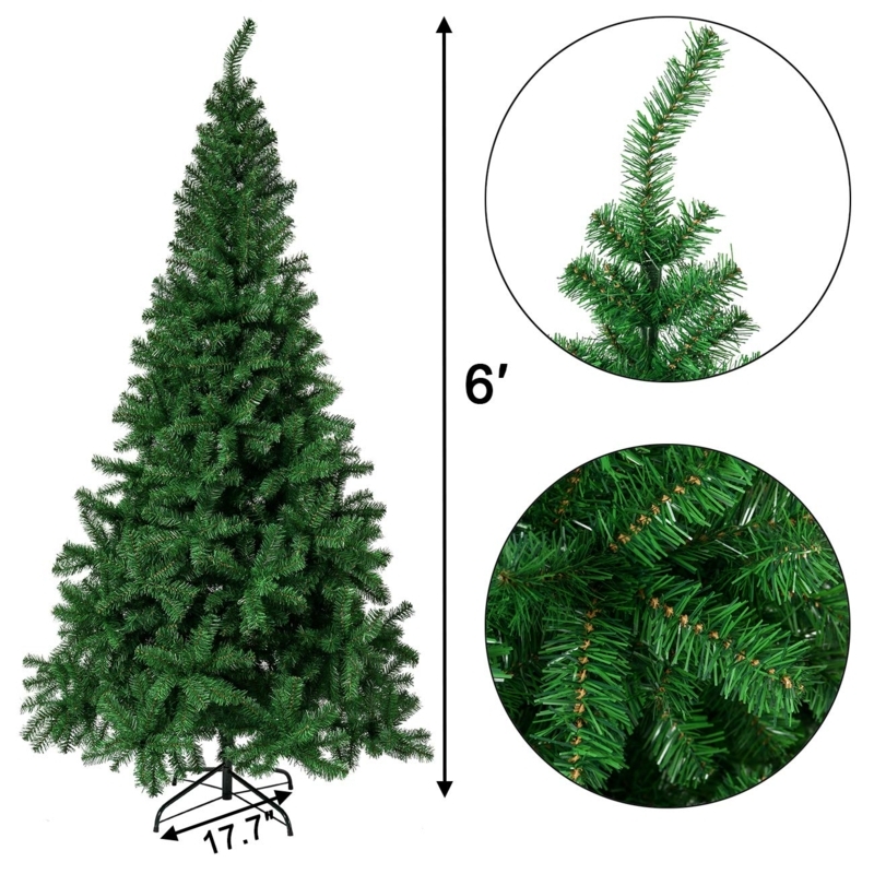 Artificial Christmas Tree Conical Silhouette Dense Tips Foldable Base