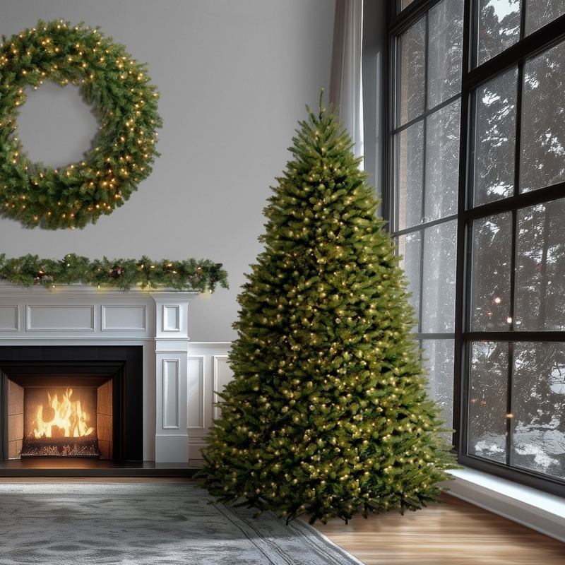 Artificial Christmas Tree, Decorated Gold Silver Branches, Grand Scale Pre-Lit