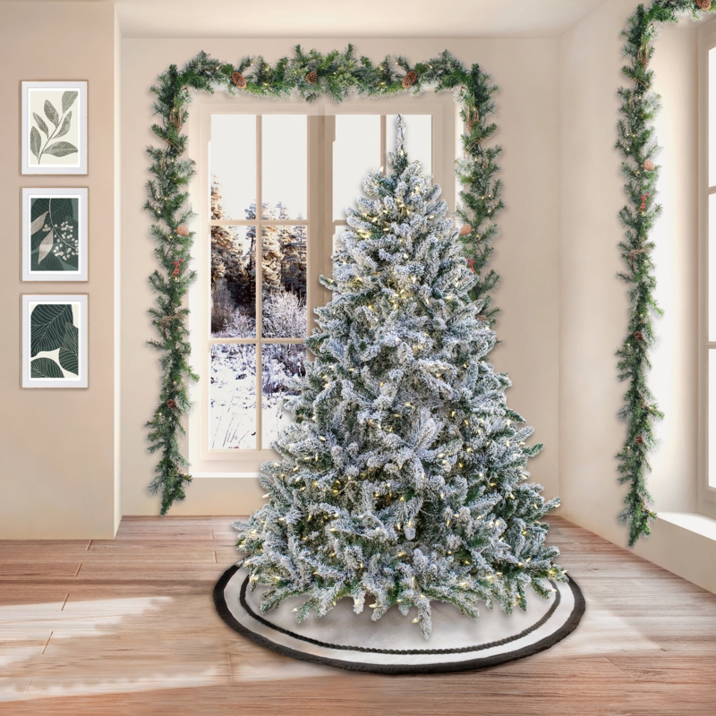 Artificial Christmas Tree Dual Color LEDs Heavy Flocking Snowy