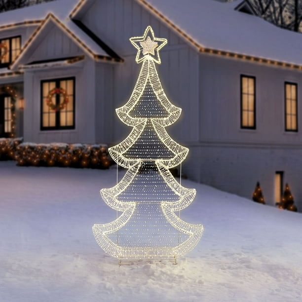 Artificial Christmas Tree Flocked Finish Snow Dusted Warm Lights