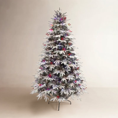 Artificial Christmas Tree Flocked Tips Pre-Lit Integrated Pinecones