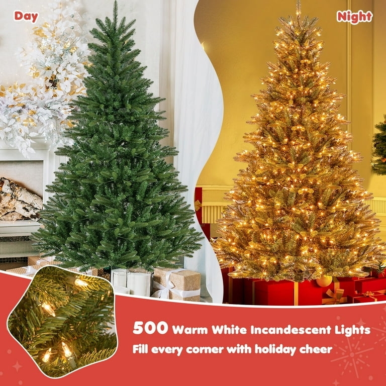 Artificial Christmas Tree Hinged Branches Pre-Lit Textured Finish Dense