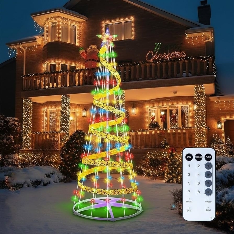 Artificial Christmas Tree LED Strands Multicolor Cone 6.9 Ft