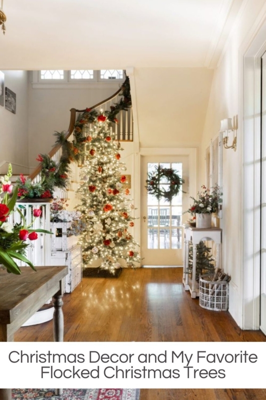 Artificial Christmas Tree Modern Farmhouse, Heavy Flocking Trio Heights