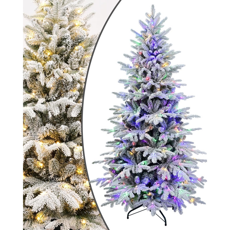 Artificial Christmas Tree Multi-Colored Lights Heavy Flocking Pre-Lit