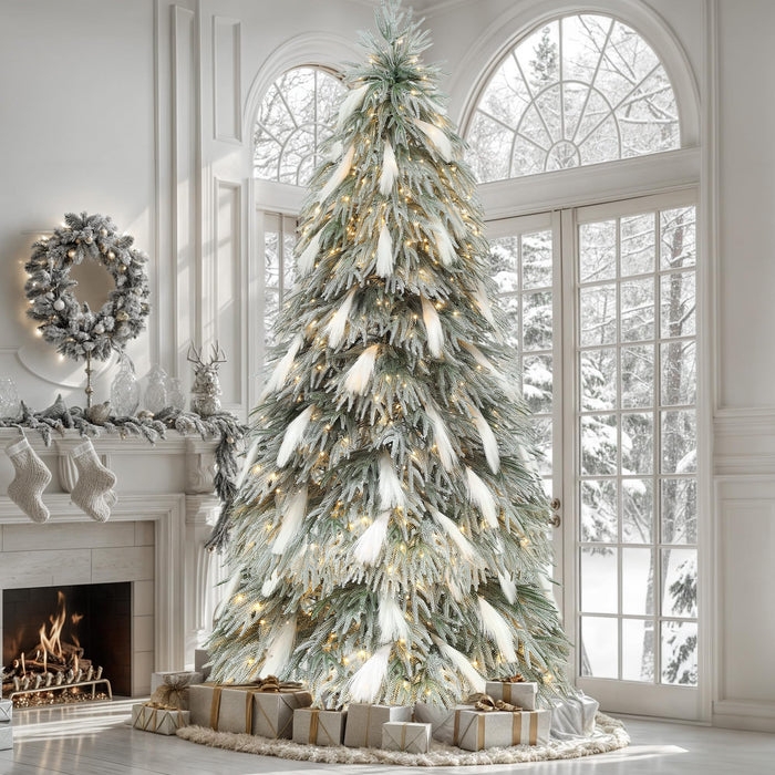 Artificial Christmas Tree Pampas Feathers Drooping Branches Boho Decor