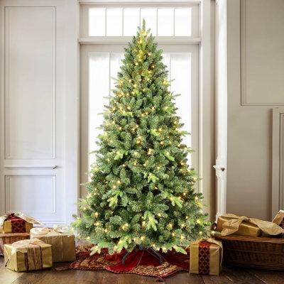 Artificial Christmas Tree Pre-Lit Mixed Needle Texture Dense Foliage