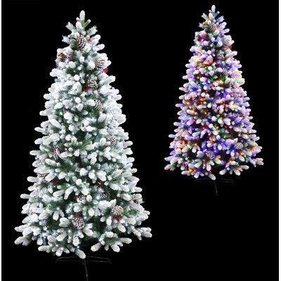 Artificial Christmas Tree, Pre-Lit Spruce with Dense Needle Texture