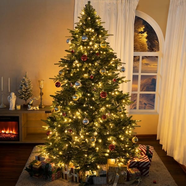 Artificial Christmas Tree Rustic Style Dense Branch Tips Pre-Lit