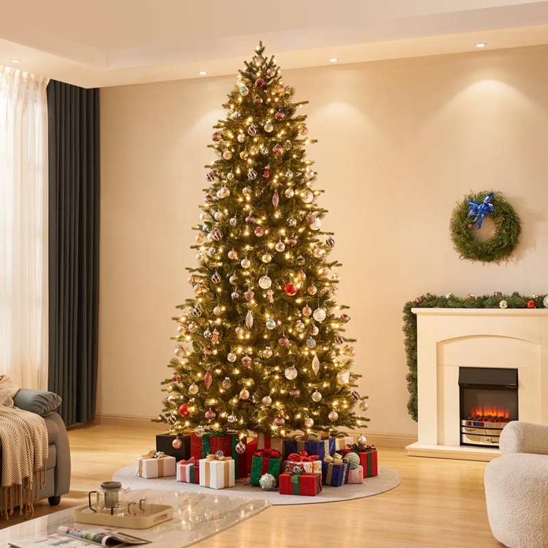 Artificial Christmas Tree Rustic with Woven Tree Collar and Warm LED Lights