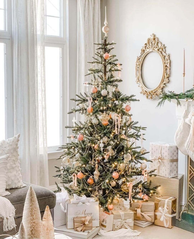 Artificial Christmas Tree Scandinavian Sparse Layered Style Pre-Lit