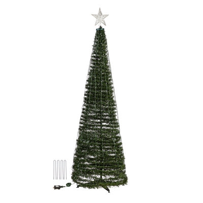 Artificial Christmas Tree Slender Silhouette Cool Lights Weighted Base Festive