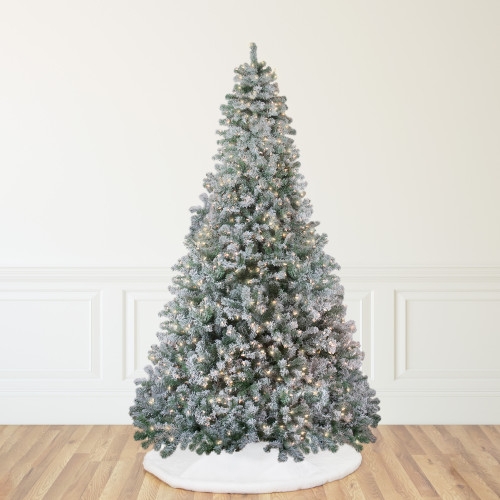 Artificial Christmas Tree Slim Pencil Heavy Flocked Tall Scandi Lit