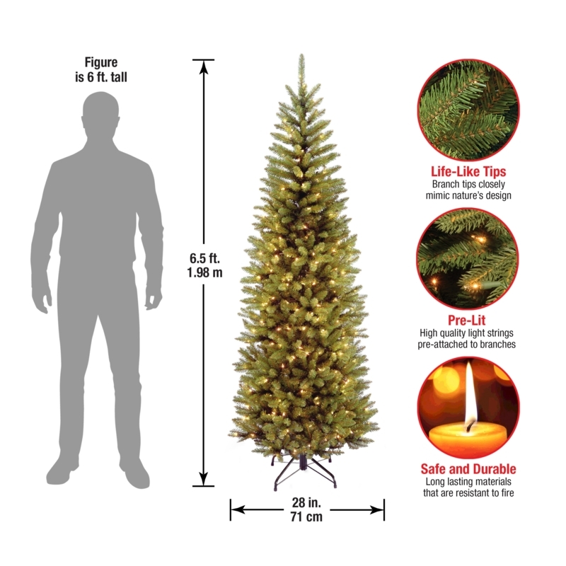 Artificial Christmas Tree Slim Profile Pencil Style Pre-Lit