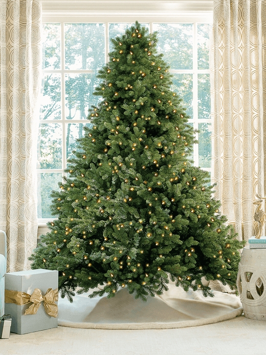 Artificial Christmas Tree Unlit Design Full Profile Evergreen Holiday