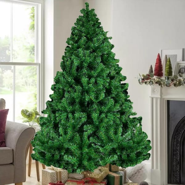 Artificial Christmas Tree Unlit Full Silhouette Dense PVC Tips Green