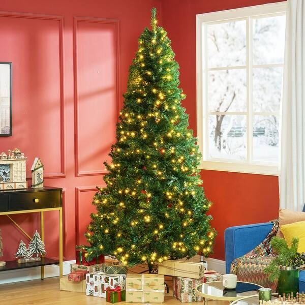 Artificial Christmas Tree Warm Ambient Light Dense Branches Evergreen