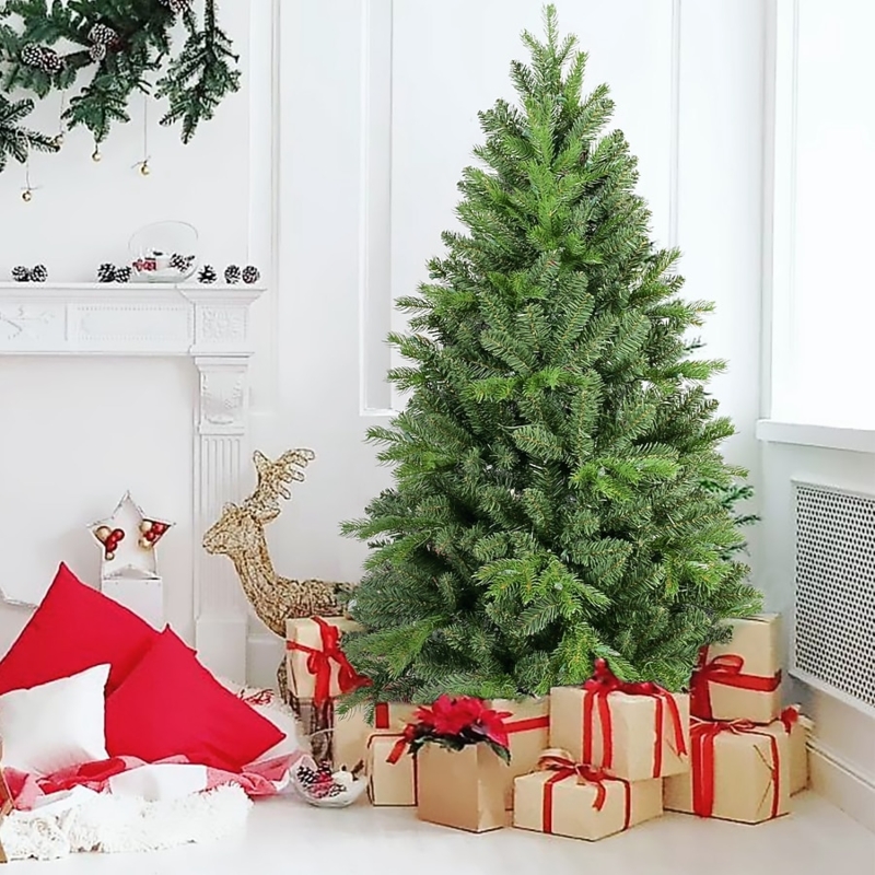 Artificial Christmas Tree with Multi-Tier Hinged Branches, 9ft Unlit