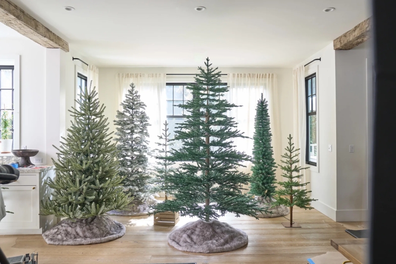 Artificial Christmas Trees Varying Heights Scandinavian Flocked