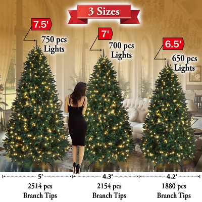 Artificial Fir Christmas Tree Full Silhouette Warm White LED