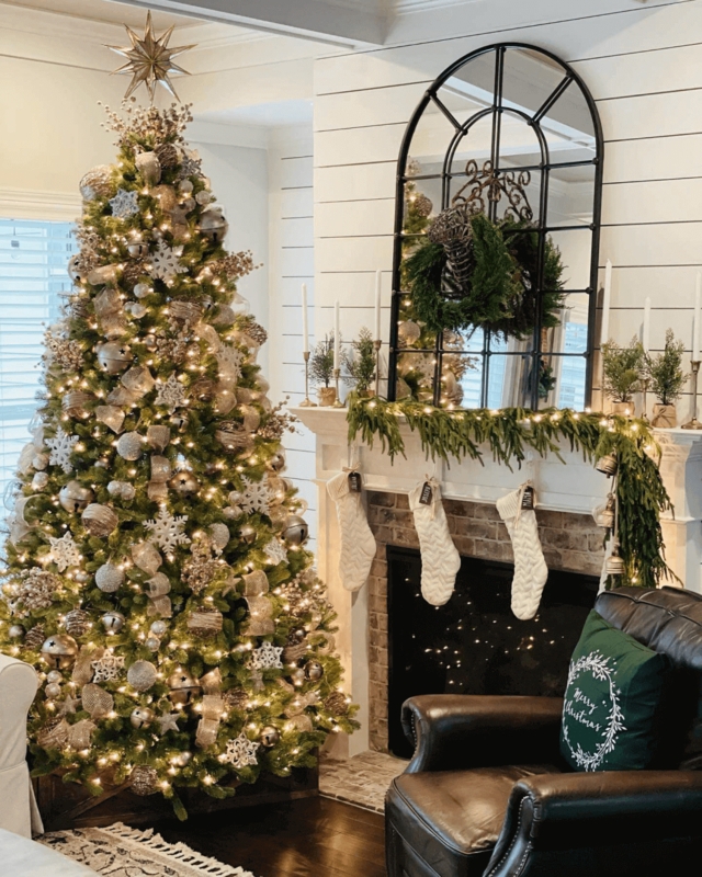 Artificial Fir Tree Dual Color Functionality, Dense Silhouette, Pre-Lit.