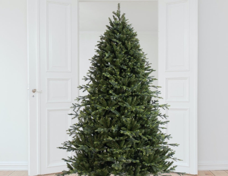 Artificial Fir Tree, Full Body Unlit Layered Branches, Metal Stand