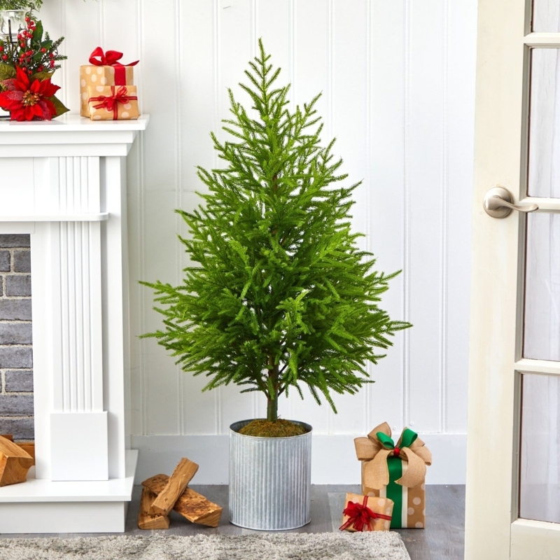 Artificial Norfolk Island Pine Tree, Sparse Tiered Slender Unlit, Scandi