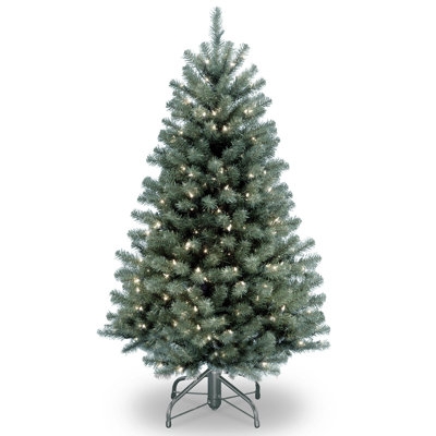 Artificial Spruce Christmas Tree Pre-Lit Clear Lights Traditional Decor