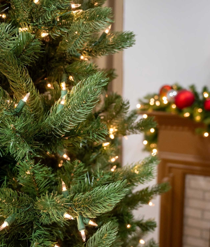 Artificial Spruce Tree Branch Close-Up Integrated Micro LED Lights