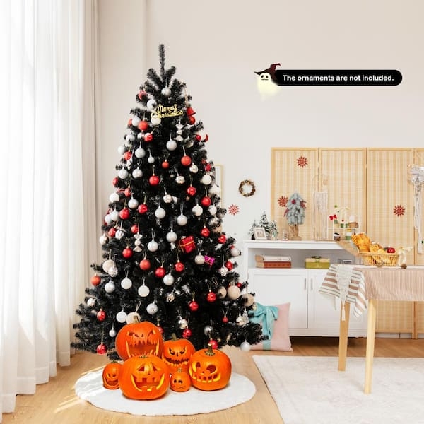 Artificial Tree Black Halloween Purple Lights Gothic Pre-Lit