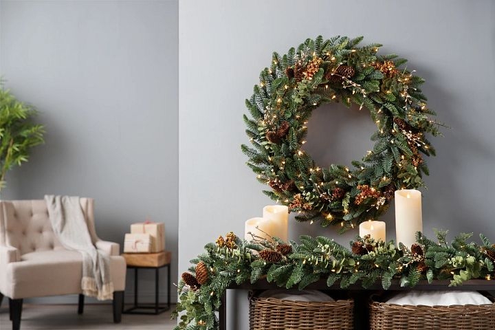 Artificial Wreath, Hand Shaping, Lush Green Faux Greenery