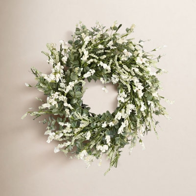 Artificial Wreath, Rustic Vine Base with Mixed Wildflower Accents