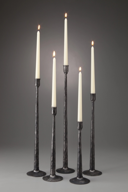 Artisan Wrought Iron Candle Holder: Hand Forged Branch Silhouette