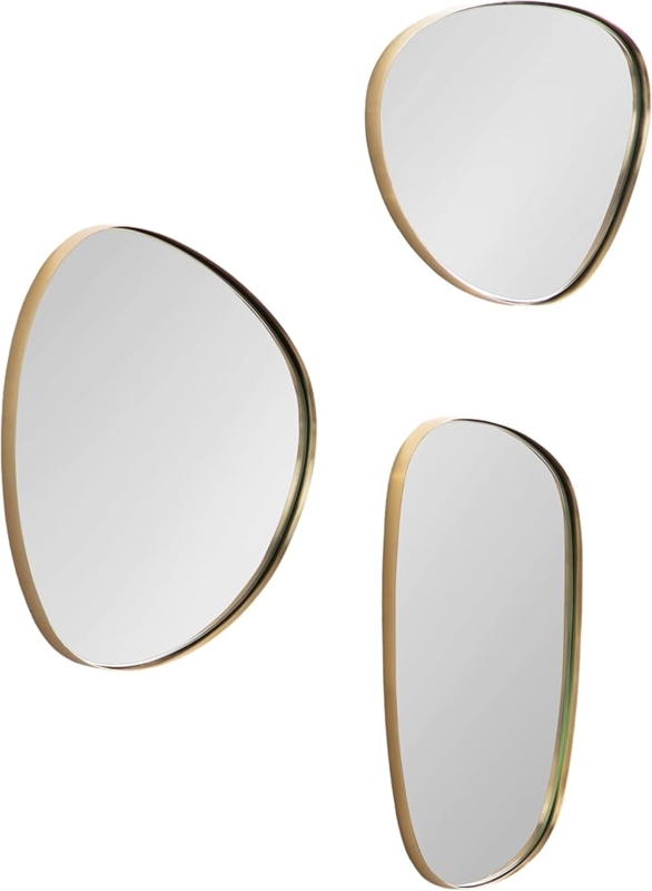 Asymmetric Gold Wall Mirror Set: Organic Modern Irregular Shapes
