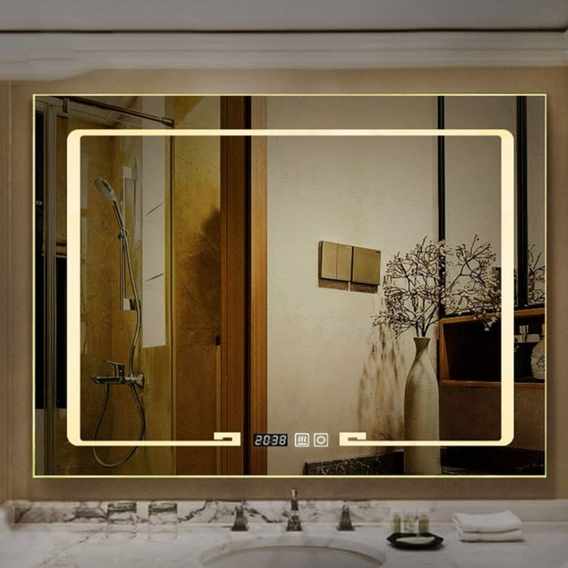 Backlit LED Mirror, Stadium Shaped Vanity Mirror with Warm LED Lighting