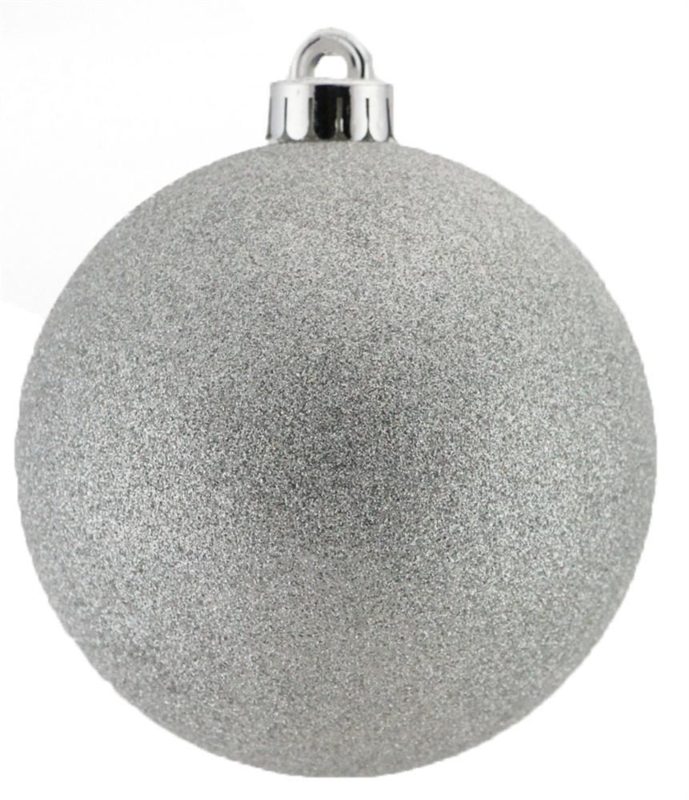 Ball Ornament: Silver Glitter Texture with Metallic Finish Glam Decor