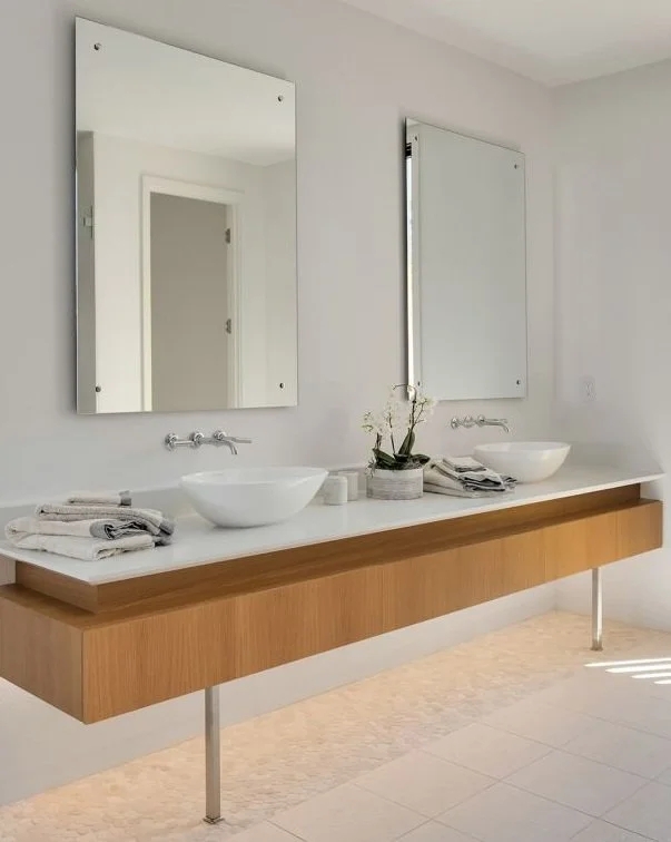 Bathroom Mirror Frameless Backlit Halo Glow Floating Look Modern