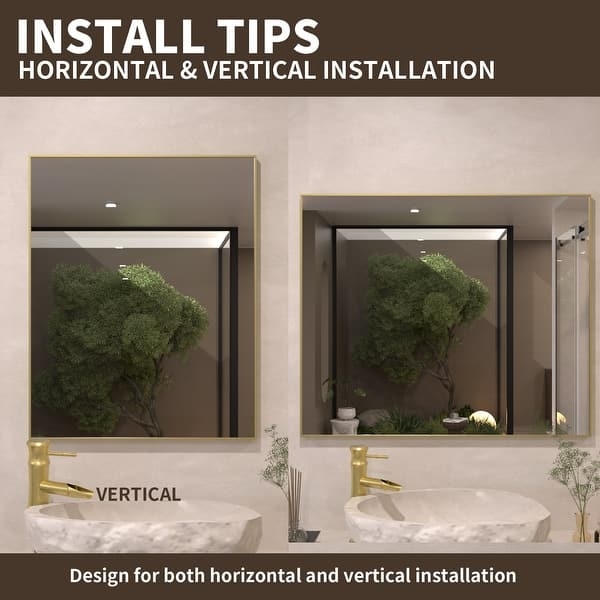 Bathroom Mirror Frameless Design Polished Edge Detail Modern Style