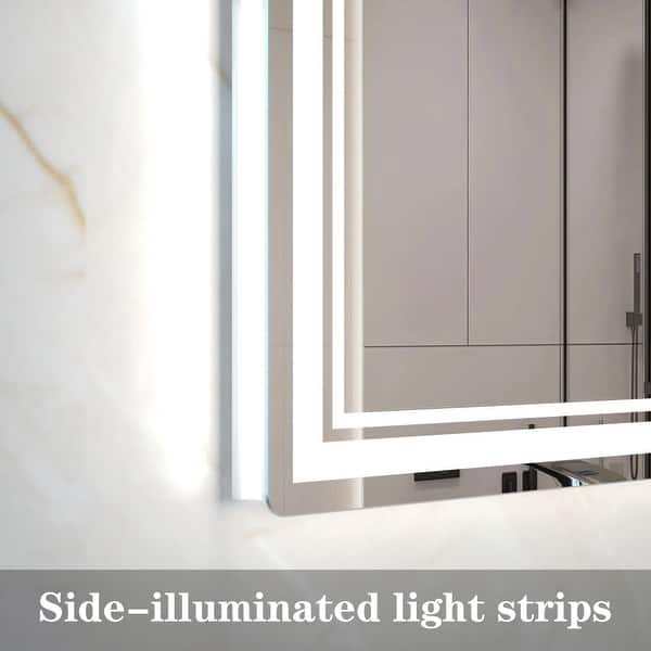 Bathroom Mirror LED Backlit Slim Black Frame Large Double Vanity