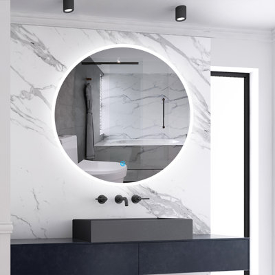 Bathroom Mirror LED Backlit Square Rounded Corners, Touch Sensor Spa