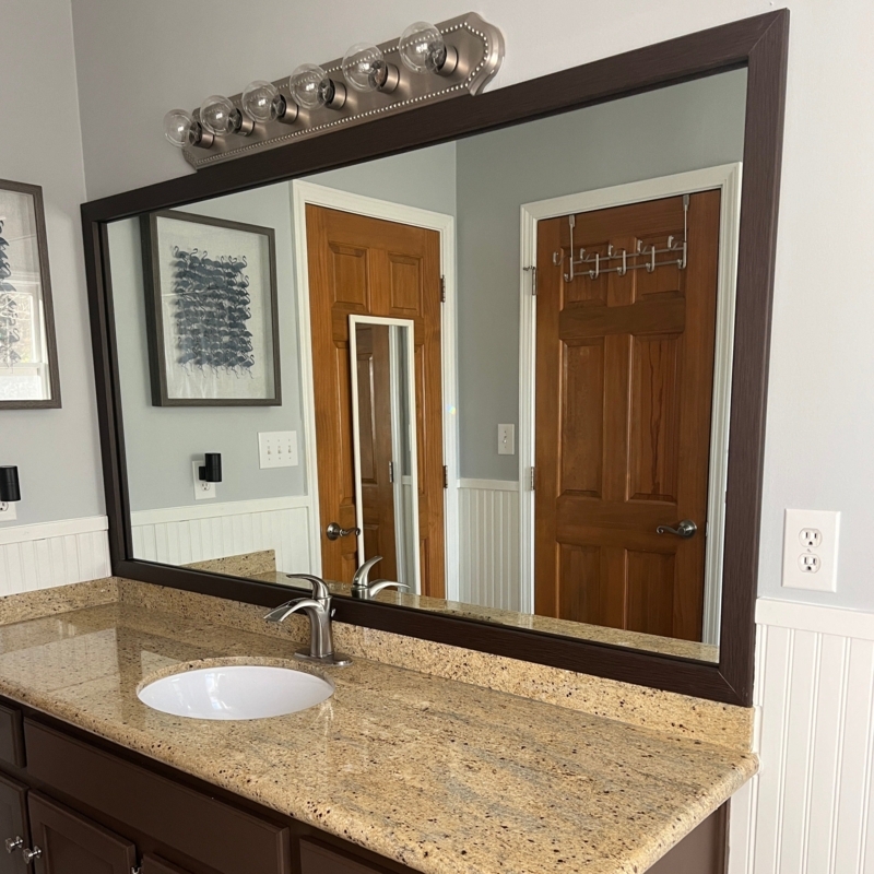 Bathroom Mirror Modern Textured Wood Vanity Decor