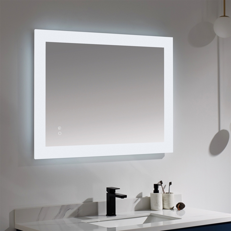 Bathroom Mirror Rectangular Integrated Led Double Sink Vanity