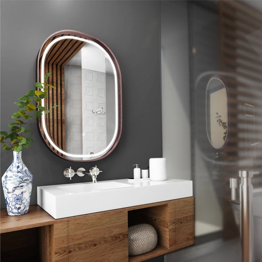 Bathroom Mirror Rose Gold Frame Led Touch Sensor Controls