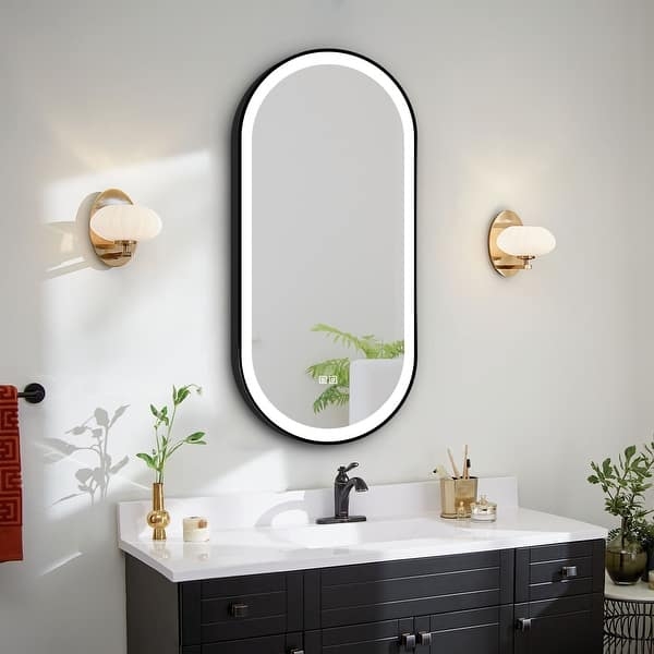 Bathroom Vanity Mirror Capsule Shape Backlit LED Integrated